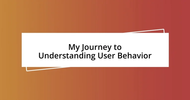 My Journey to Understanding User Behavior