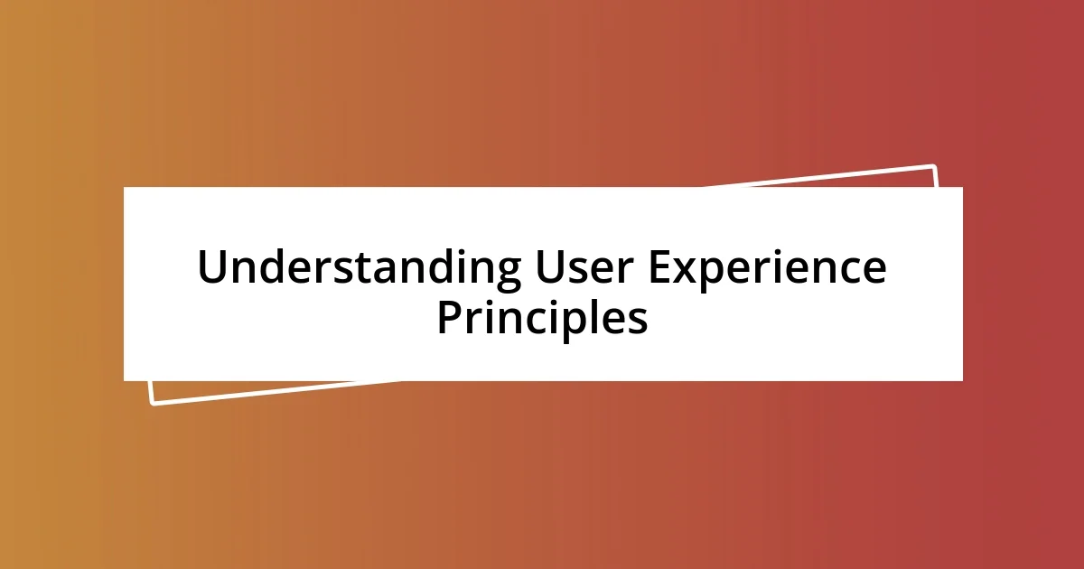 Understanding User Experience Principles