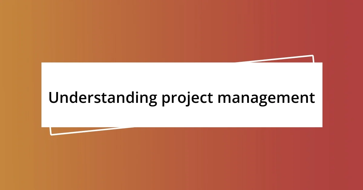 Understanding project management