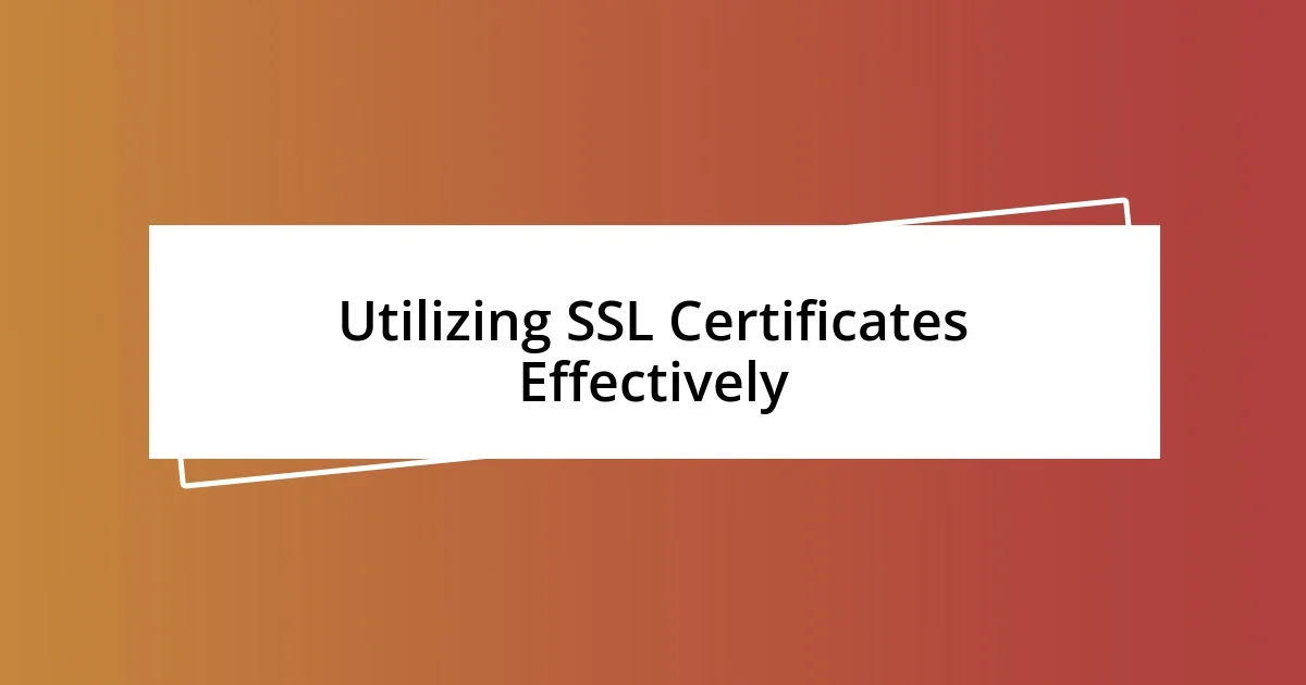 Utilizing SSL Certificates Effectively