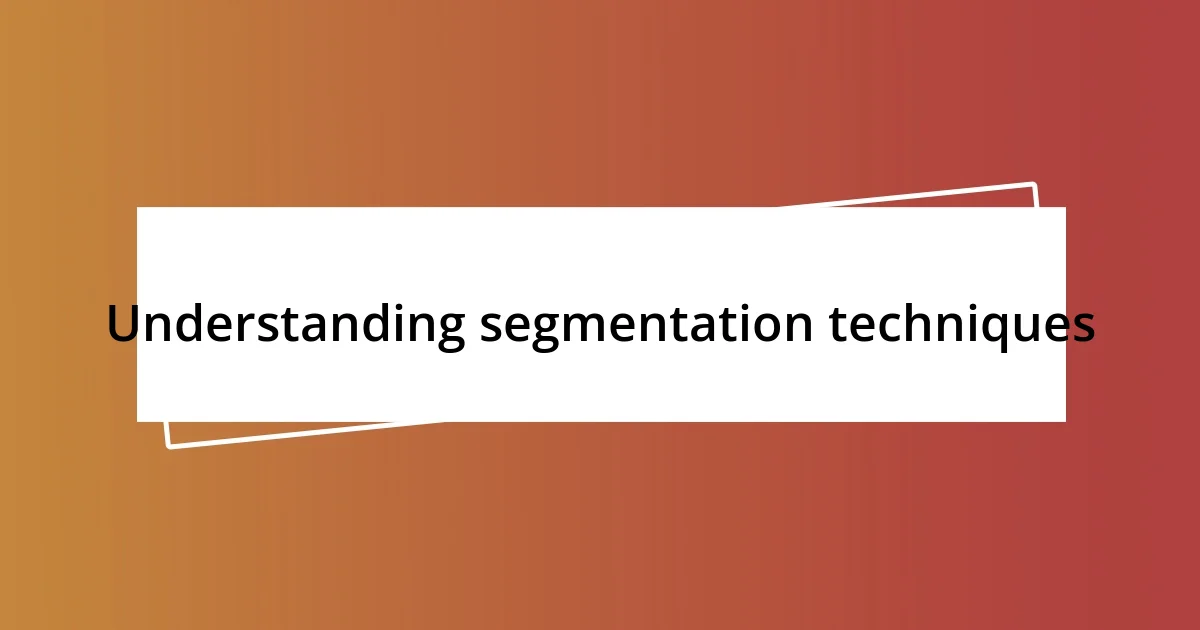 Understanding segmentation techniques