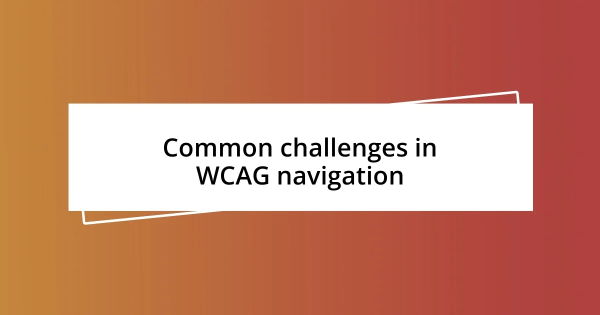 Common challenges in WCAG navigation