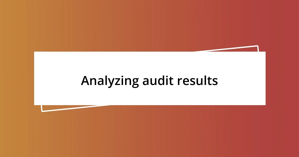 Analyzing audit results