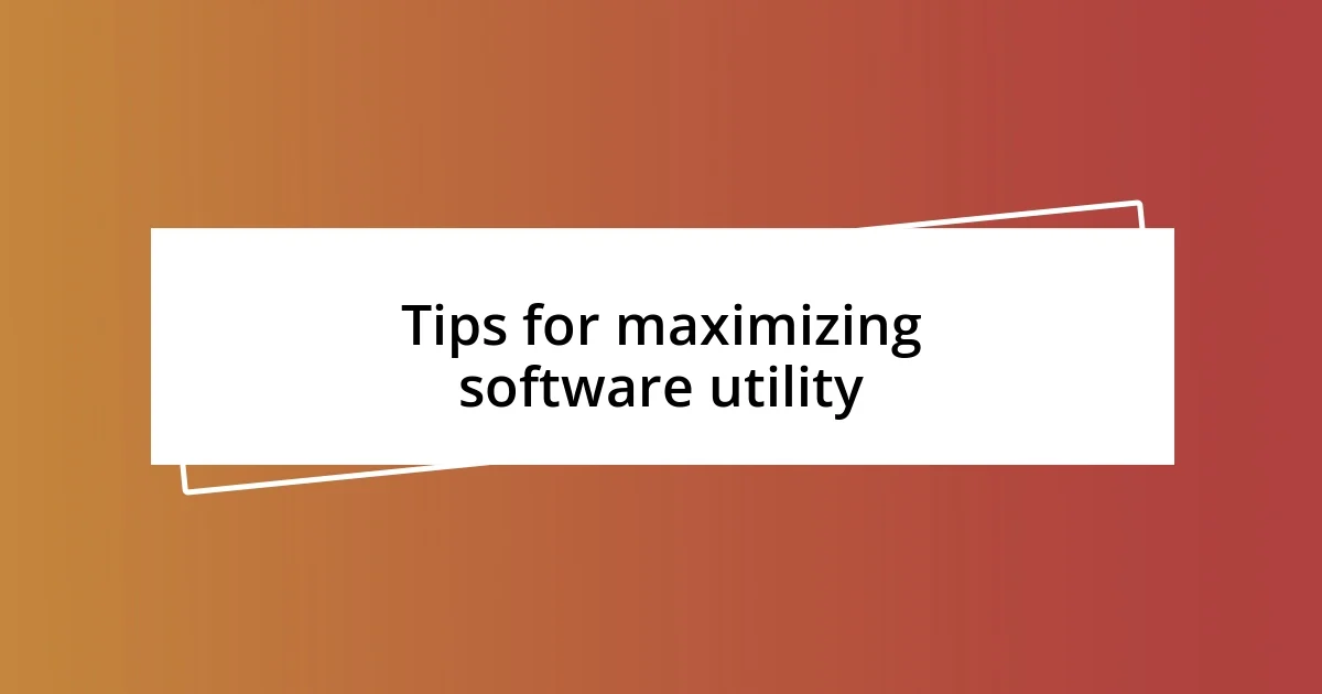 Tips for maximizing software utility