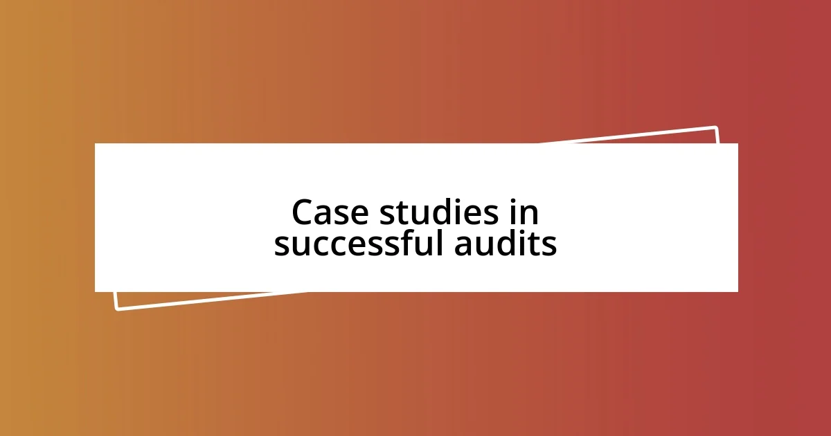 Case studies in successful audits